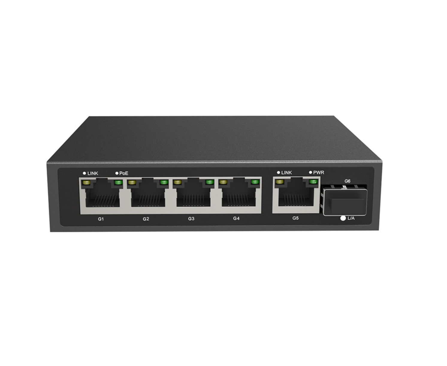 Full gigabit 5*10/100/1000M POE RJ45 ports and 1*1000M uplink SFP Fiber Switch
