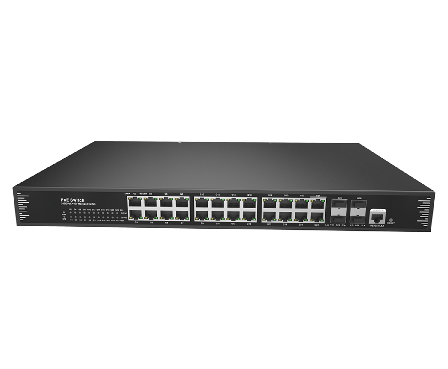 24*10/100/1000M PoE ports and 2*100/1000M SFP  L2+ managed PoE switch
