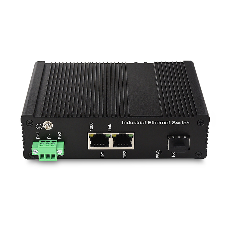 2-Port 10/100/1000Base-Tx to fiber Industrial POE Switch