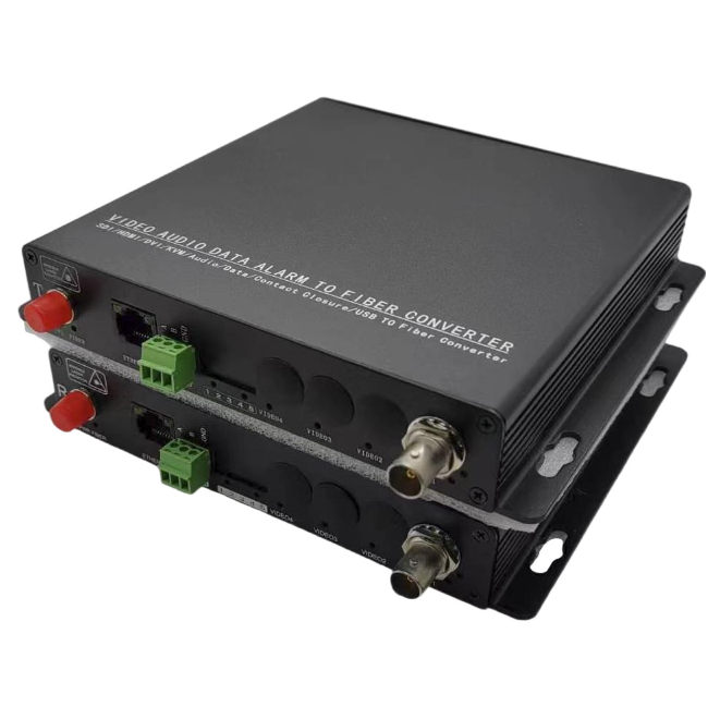 4-ch 3G-SDI+10/100/1000 Ethernet+Data+Audio To Fiber Converter