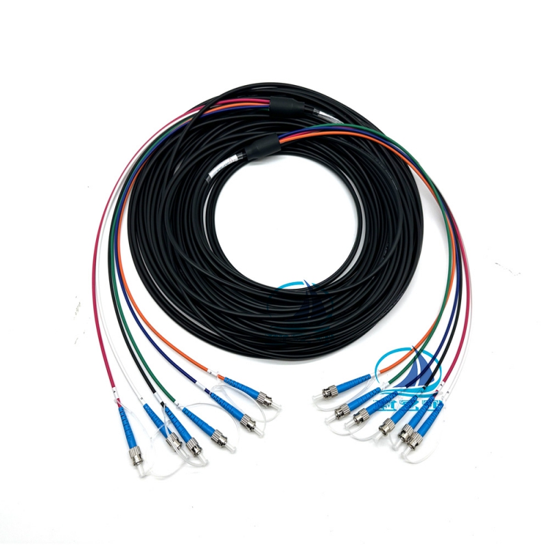 6 Strands ST-ST Tactical Fiber Cable with Colored breakout Cable for Singlemode G657A1 Fiber