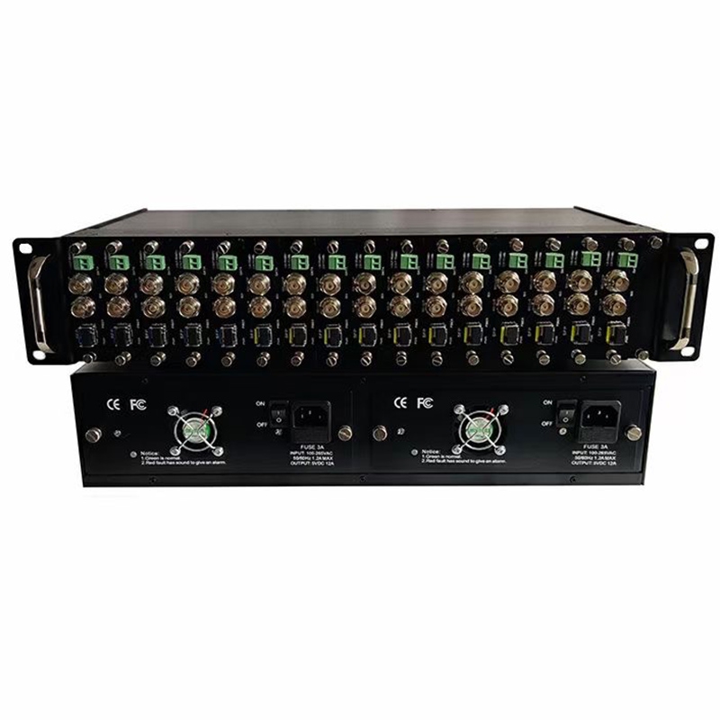 16 Slots 3G-SDI Video to Fiber Converter Rack Chassis centralized management