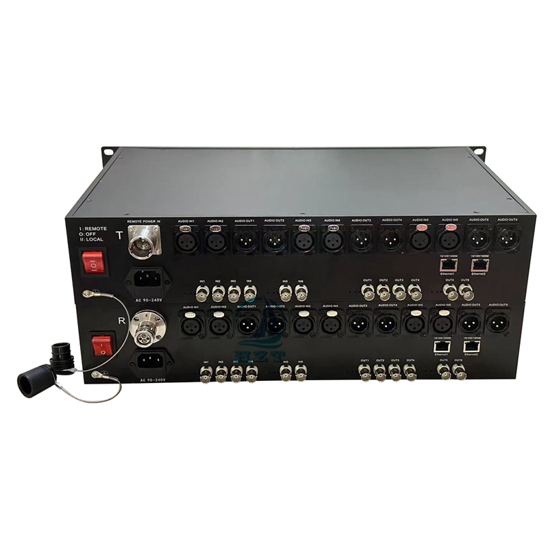 6-CH BIDI 12G-SDI+6-CH BIDI XLR Audio+2-CH 1000M Ethernet To SMPTE Fiber Converter 