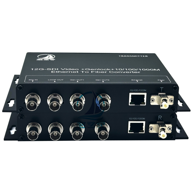 1-ch 12G-SDI Video+ Genlock+ 1000M To Fiber Converter