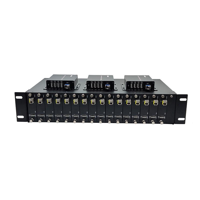 USB2.0/USB3.0 Over Fiber Extender With 2U Rack Chassis Centralized Management