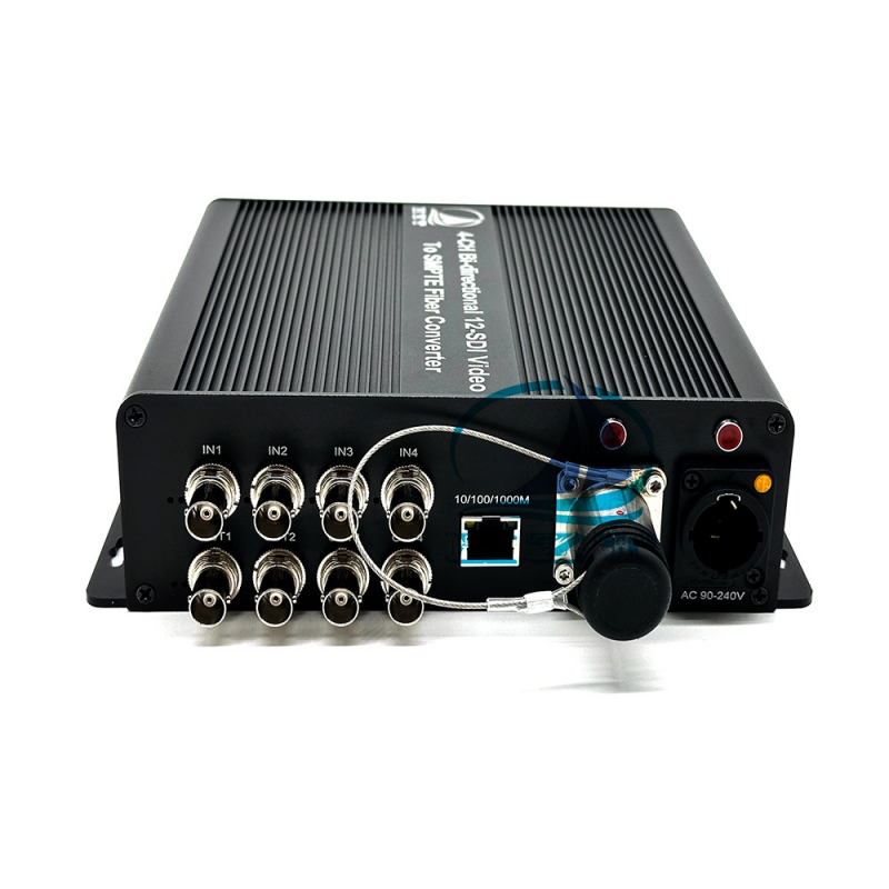 4-CH BIDI 12G-SDI+10/100/1000M Ethernet To SMPTE Fiber Converter 
