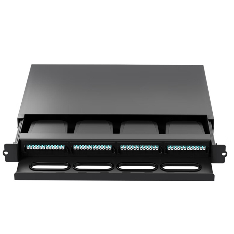  1RU MPO/MTP Sliding Fibre Enclosure with 4 Cassettes 24 LC Fibers 96 cores MPO patch panel