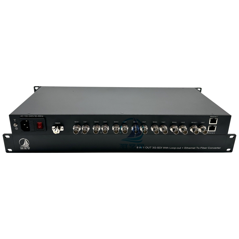 6-ch 3G-SDI Video Input +1-CH Return 3G-SDI with Loop out+2 port 10/100/1000M Ethernet To Fiber Converter