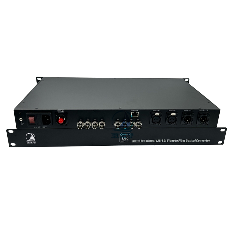 8-CH 12G-SDI+2-CH BIDI XLR Audio+ 1-CH 1000M Ethernet To Fiber Converter 