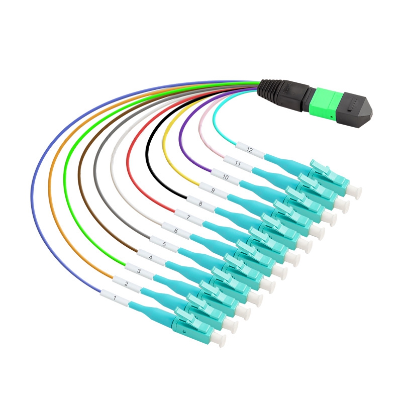 12 Core MTP(Male) - LC/UPC Fanout 0.9mm Multimode OM4 Fiber Optical Cable