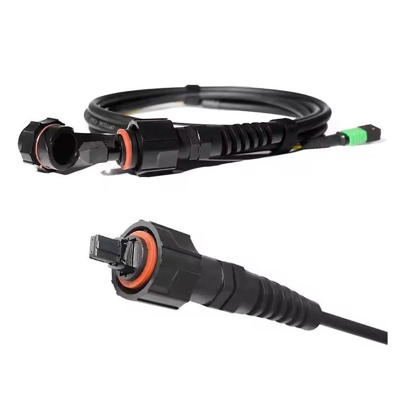 IP67 Waterproof ODVA-MPO-MPO Armored Fiber Optical Cable Assembly