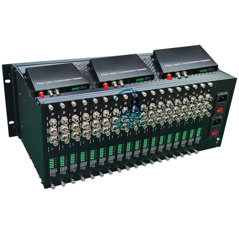 1-CH 3G-SDI Video with RS422 to Fiber Converter With 16 Slots Rack Chassis centralized management