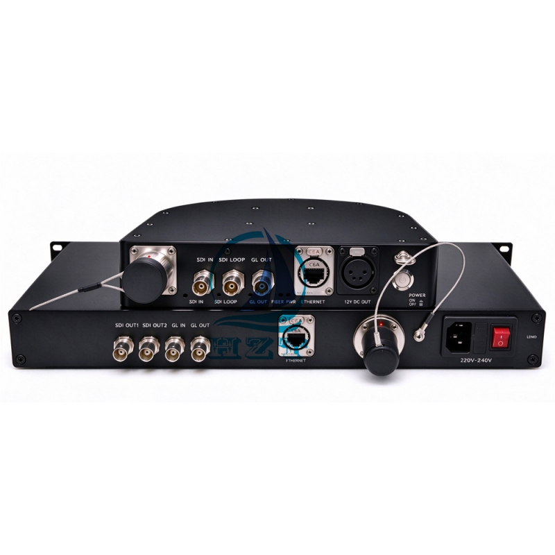 4K 12G-SDI Fiber Converter for PTZ Camera | Genlock + Gigabit Ethernet + 12V DC Output
