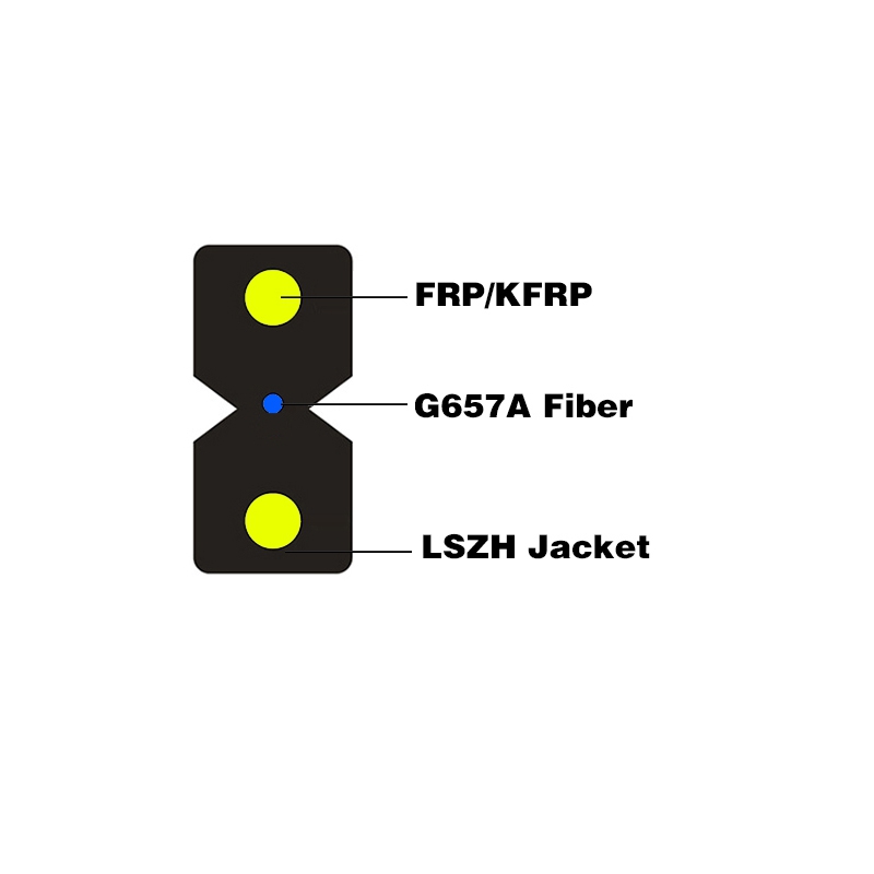 1 Core Indoor FTTH G657A1  Fiber Cable with FRP Strength Member 