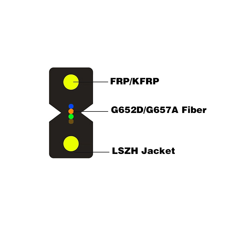 4 Core Indoor FTTH G657A1 Fiber Cable with FRP Strength Member