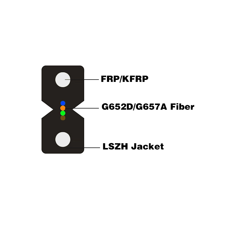 4 Core Indoor FTTH G657A1 Fiber Cable with Steel Wire Strength Member